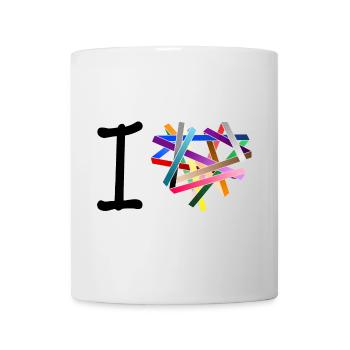 I love - kreuz und quer gewickelt - Tasse - Weiß - Vorne