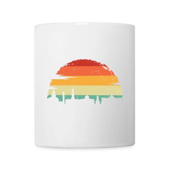Lebendige Skyline bei Sonnenuntergang - Tasse - Weiß - Vorne