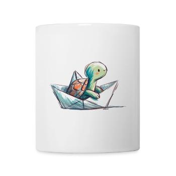 Schildkröte in Papierboot - Tasse - Weiß - Vorne