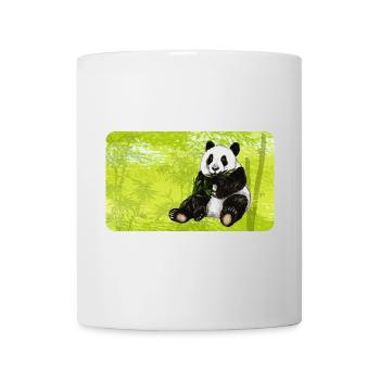 Ours panda mignon avec bambou dans la forêt de bambous - Mug blanc - blanc - Devant