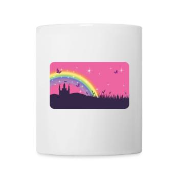 Château de conte de fées avec arc-en-ciel et étoiles - Mug blanc - blanc - Devant