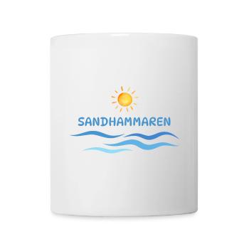 Sandhammaren, motif soleil et vague pour la saison de plage - Mug blanc - blanc - Devant