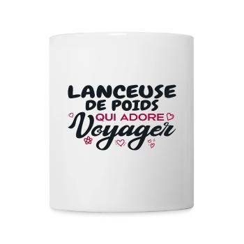 Lanceuse de poids globe-trotteuse passionnée de vo - Mug blanc - blanc - Devant