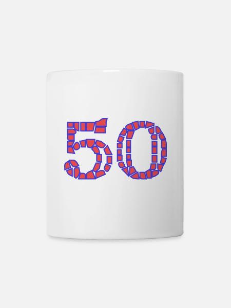50. 50 ANS. 50e ANNIVERSAIRE. ANNIVERSAIRE 50 ANS. - Kop/krus - hvid