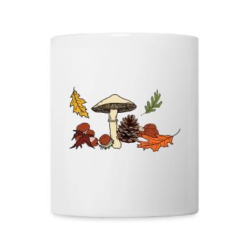 Feuilles de champignon d’automne Châtaignier - Mug blanc - blanc - Devant