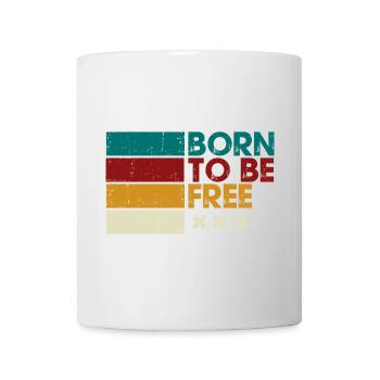 Born to Be Free Gestreiftes Logo - Tasse - Weiß - Vorne