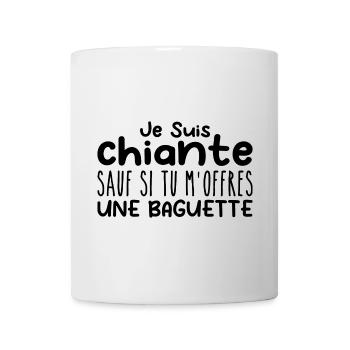 Frau, die anbetet: Baguette. Lustige Designs Humor - Tasse - Weiß - Vorne
