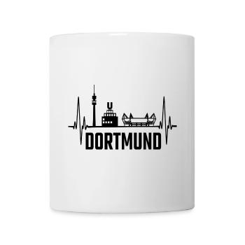 Dortmund Skyline Silhouette Heartbeat Herzschlag - Tasse - Weiß - Vorne