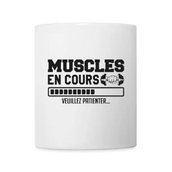 Muskeln im Aufbau... Bodybuilding lustiger Humor - Tasse - Weiß - Vorne