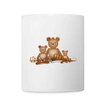 Wood-look bear family with lathe chisel - Mug - white - Front