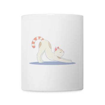 chat mignon dans une pose d’étirement de yoga classique - Mug blanc - blanc - Devant