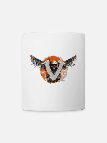 V2 Skull Motorbike Chopper Design Bobber - Tasse - Weiß