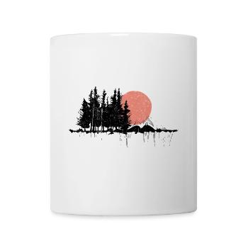 Nachtwald Silhouette Design - Tasse - Weiß - Vorne