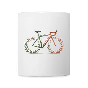 Floral Gravel Bike Silhouette T-Shirt - Mug - white - Front
