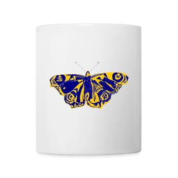Blue-yellow butterfly – symbol of lightness - Mug - white - Front