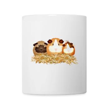 Three Cute Guinea Pigs in Straw – Friends - Mug - white - Front