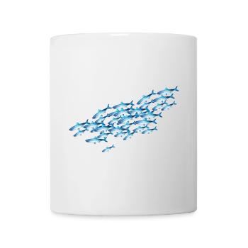 Glowing blue school of fish in the water - Mug - white - Front