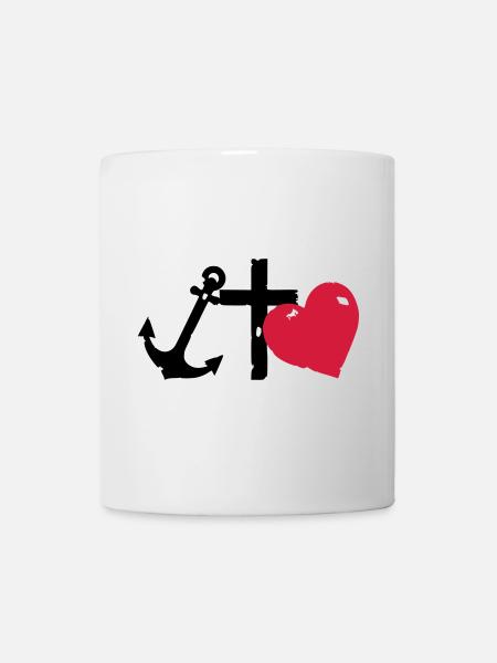 Rote Herzsilhouette glaube-liebe-Hoffnung - Tasse - Weiß