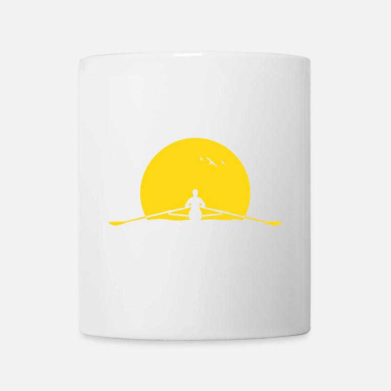 Coucher de soleil rameur aviron crânes d’aviron - Mug blanc - blanc
