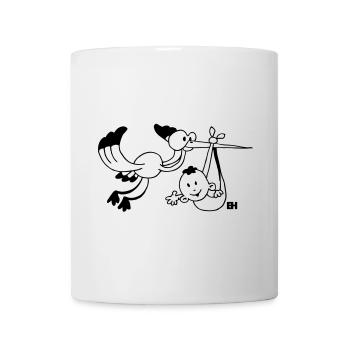 Stork with a Baby, One Color Design - Mug - white - Front