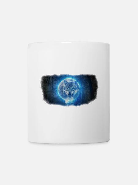 Wolf im Vollmond - Tasse - Weiß