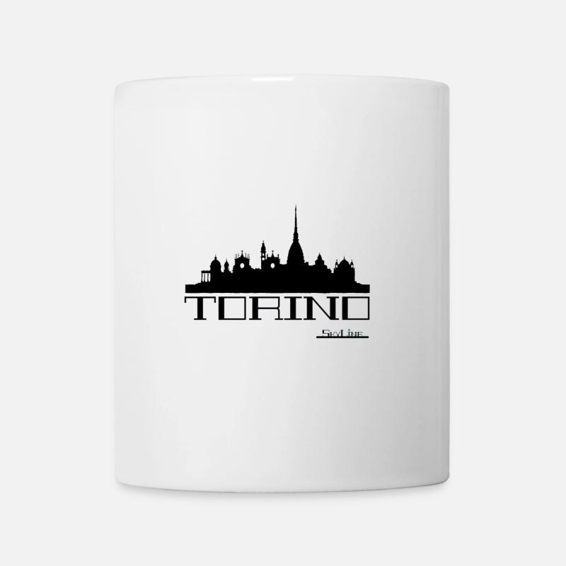 Silhouette de la silhouette de la ligne d’horizon de Turin - Mug blanc - blanc