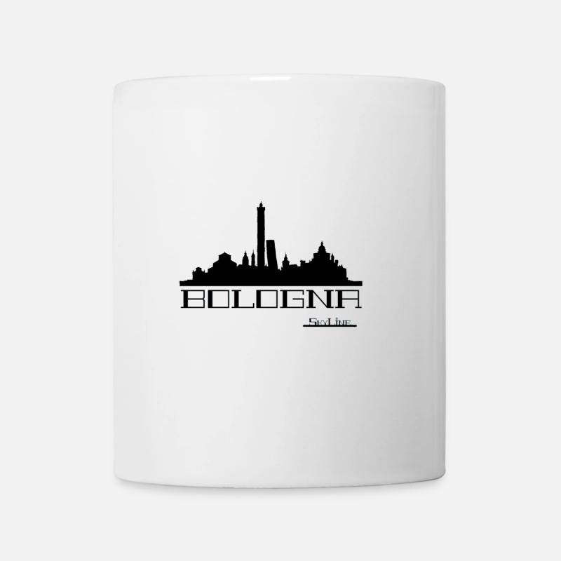 Neon-Umrisse der Skyline von Bologna - Tasse - Weiß