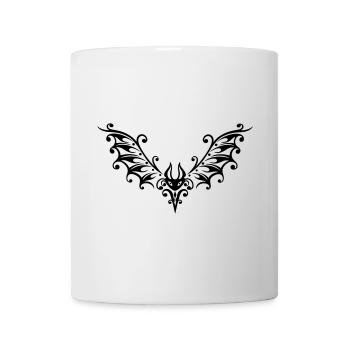 Gothic Tribal Bat Tattoo – Ornamental Wings - Mug - white - Front