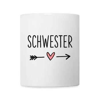Schwester Herz Pfeil Liebe Freundin Geschenk - Tasse - Weiß - Vorne