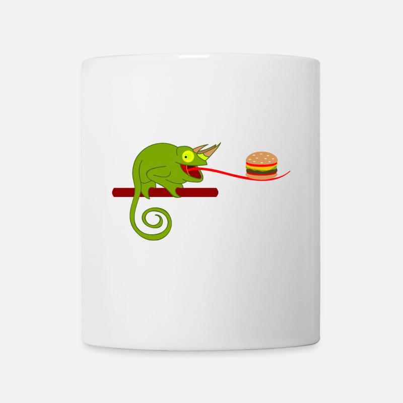 Chamäleon mit Burger - Tasse - Weiß