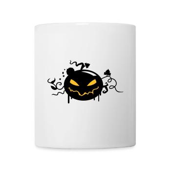 citrouille d'halloween noir avec des yeux brillants - Mug blanc - blanc - Devant