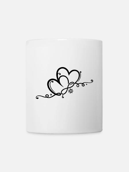 Deux coeurs avec des fleurs et l'infini - Mug blanc - blanc