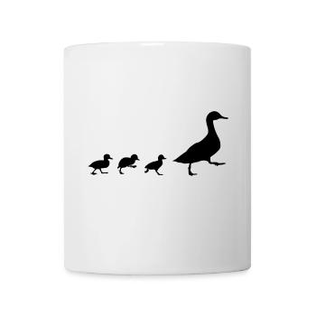Enten, Ente mit 3 Küken (super günstig!) - Tasse - Weiß - Vorne