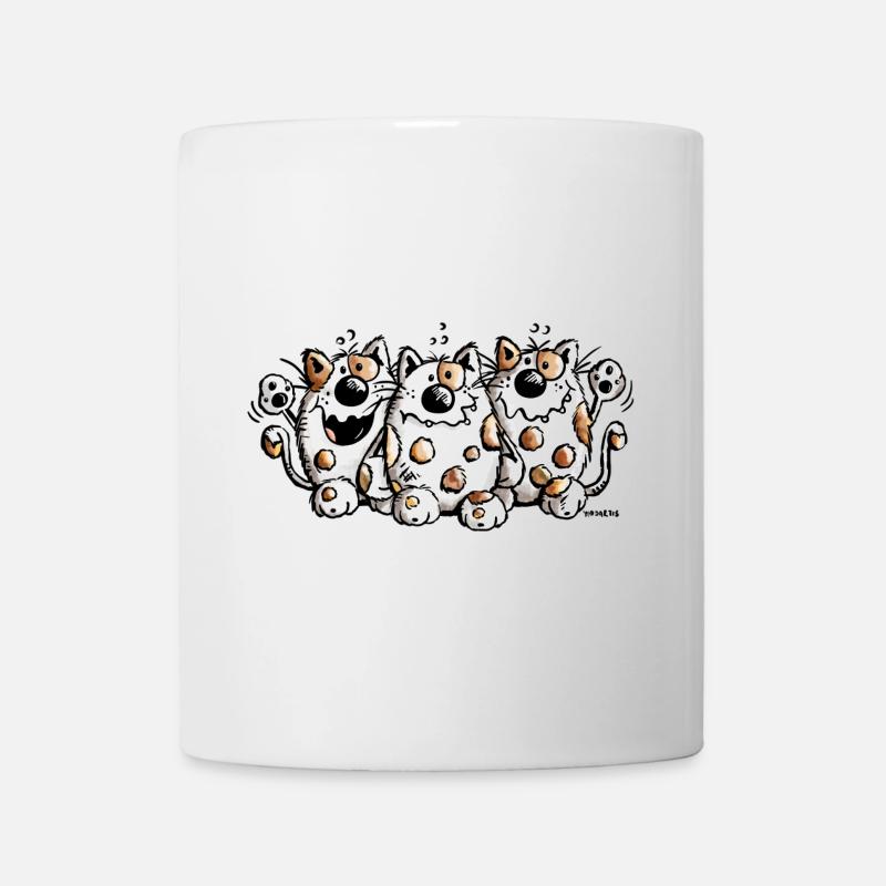 Drei dicke Katzen - Katze - Cat - Comic - Tasse - Weiß