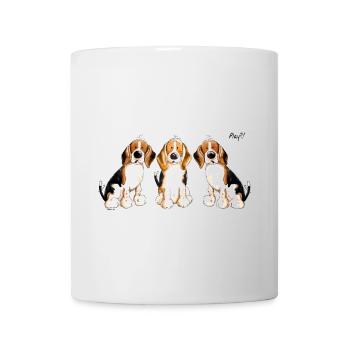 Drei Beagle Hundetiere - Hund - Dog - Comic - Tasse - Weiß - Vorne