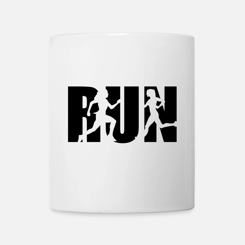 Run, Laufen, Läuferin - Tasse - Weiß