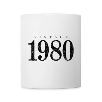 Né en 1980 (Vintage Black) Anniversaire - Mug blanc - blanc - Devant