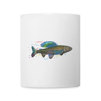 Chromatischer irisierender Fisch – Äsche - Tasse - Weiß - Vorne