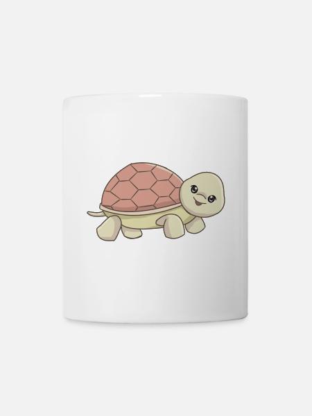 Niedliche Cartoon Schildkröte Illustration - Tasse - Weiß