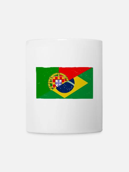 Brasilien und Portugal Vintage Flagge - Tasse - Weiß