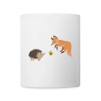 Fuchs und Igel spielen mit einer Kastanie Fußball - Tasse - Weiß - Vorne