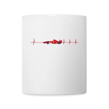 Voiture de course - battement du cœur - - Mug blanc - blanc - Devant