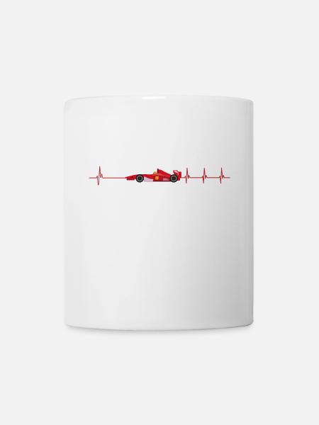 Voiture de course - battement du cœur - - Mug blanc - blanc