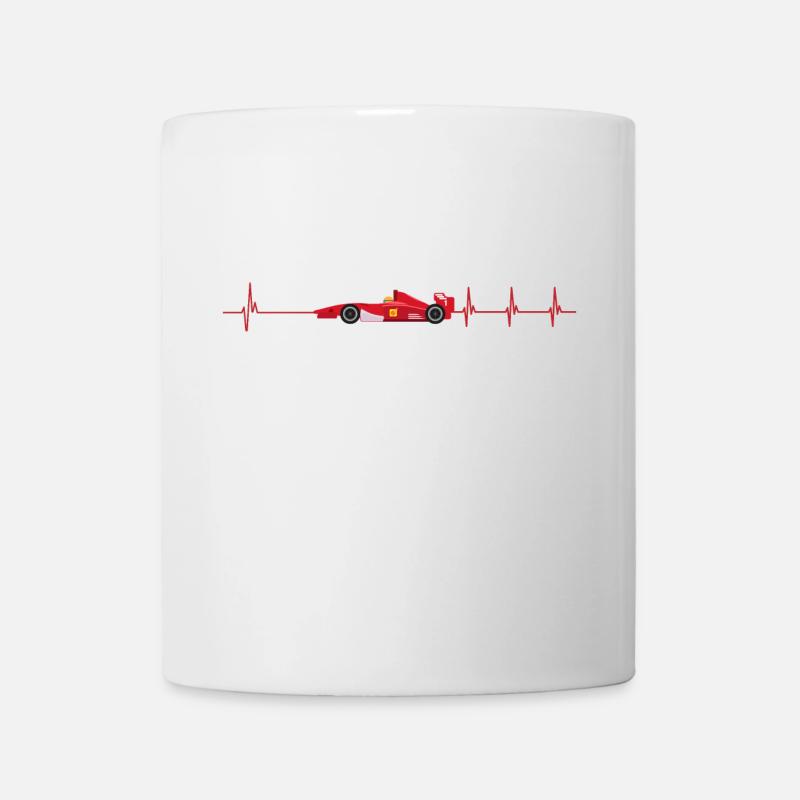 Voiture de course - battement du cœur - - Mug blanc - blanc