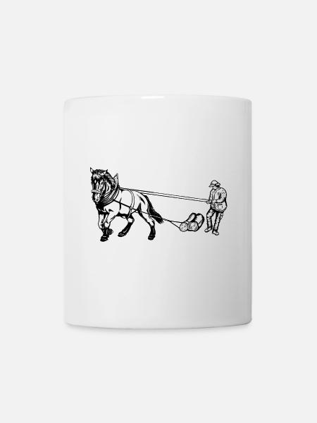 Holzrücker mit Pferd - Tasse - Weiß