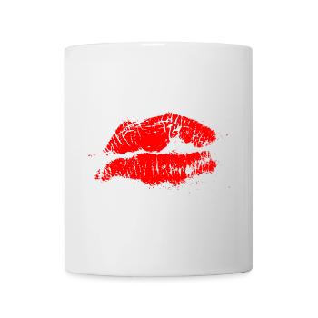 Kissing Lips Lipstick Gift Valentine's Day - Mug - white - Front