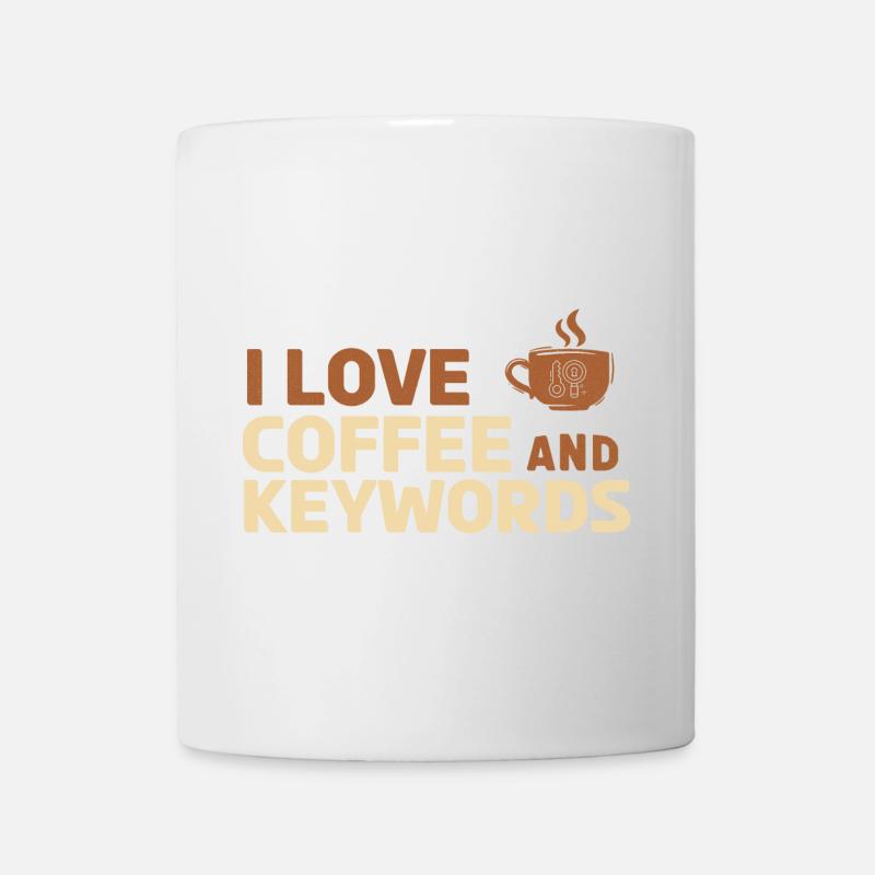 Ich liebe Kaffee und Keywords - Tasse - Weiß