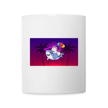 Unicorn riding an 80s style shark - Mug - white - Front