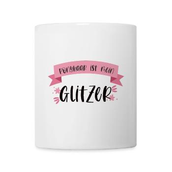 Pony Reiten Glitzer Ponyhaar Pferde Geschenk - Tasse - Weiß - Vorne
