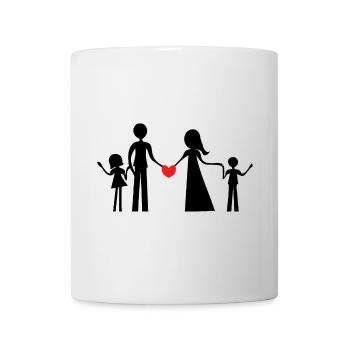 Family of four persons, boy and girl, silhouettes - Mug - white - Front